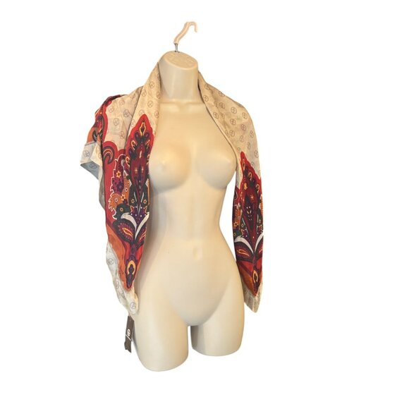 Giani Bernini Logo Paisley Border Printed Scarf, Neutral-multi, 36" x 36" - Picture 5 of 13